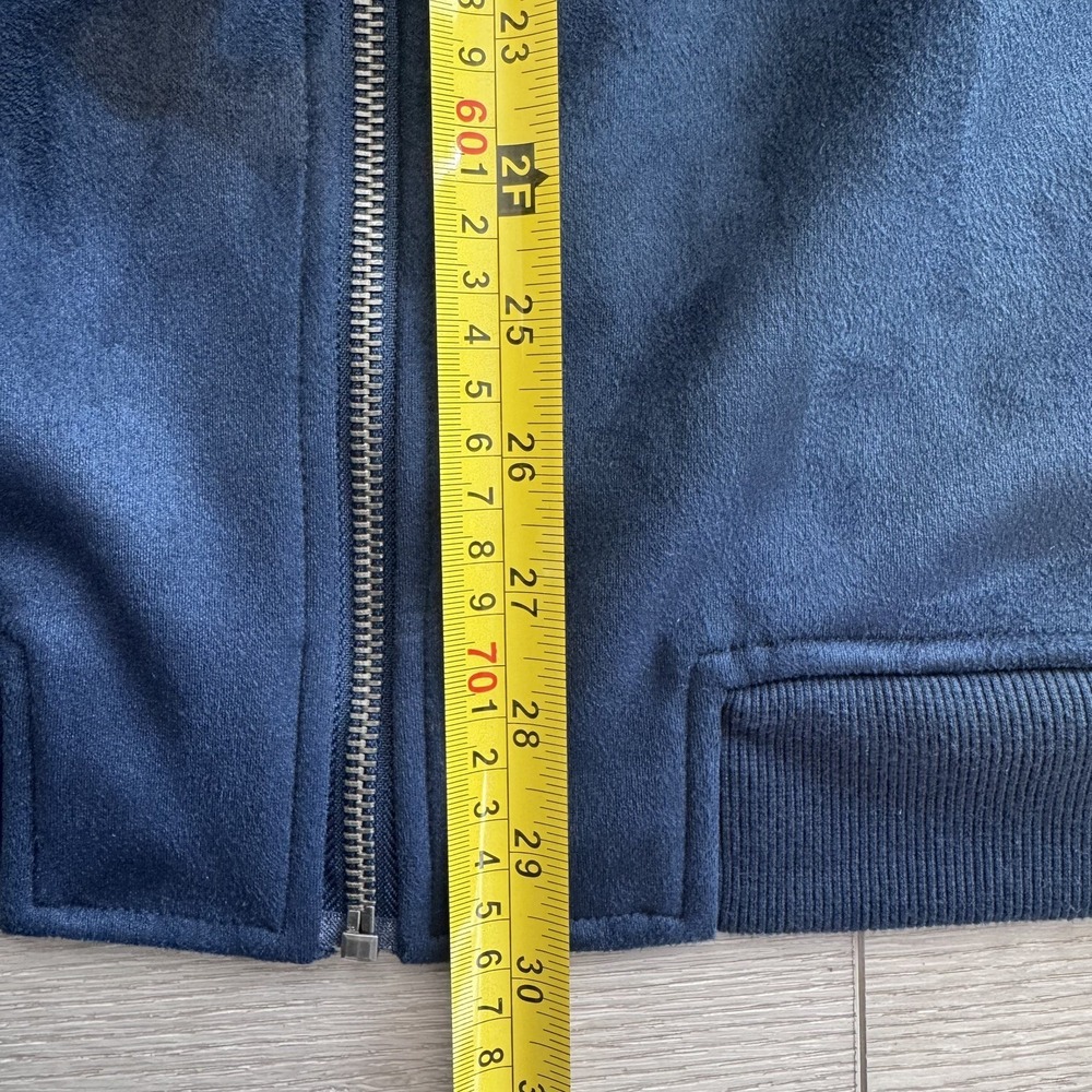 Ben Sherman Jacket faux Suede Bomber Lightweight Full Zip Navy Mens Large EUC - Picture 4 of 13